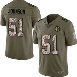 Cheap Steven Johnson Steelers Jersey From China 2017 Olive Salute To Service Limited in Men Women Youth Size #51