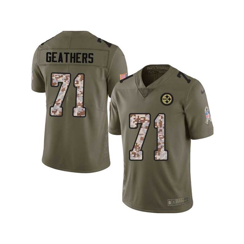 Cheap Clifton Geathers Steelers Jersey From China 2017 Olive Salute To Service Limited in Men Women Youth Size #71