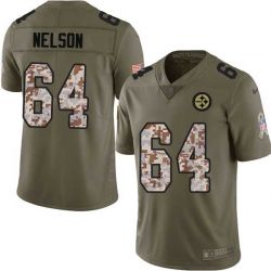 Cheap Edmund Nelson Steelers Jersey From China 2017 Olive Salute To Service Limited in Men Women Youth Size #64