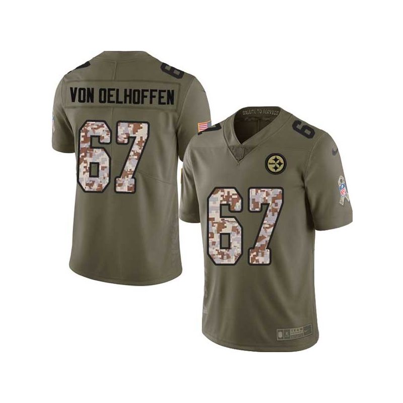 Cheap Kimo von Oelhoffen Steelers Jersey From China 2017 Olive Salute To Service Limited in Men Women Youth Size #67