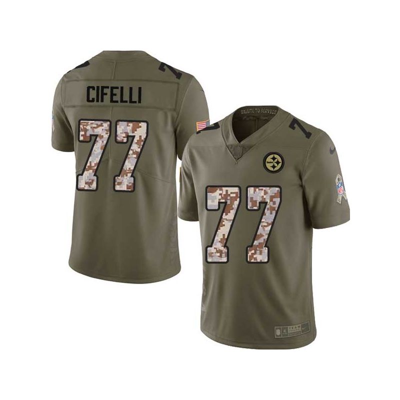 Cheap Gus Cifelli Steelers Jersey From China 2017 Olive Salute To Service Limited in Men Women Youth Size #77