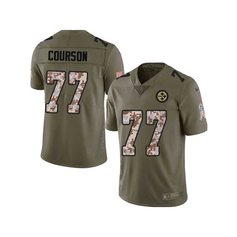Cheap Steve Courson Steelers Jersey From China 2017 Olive Salute To Service Limited in Men Women Youth Size #77