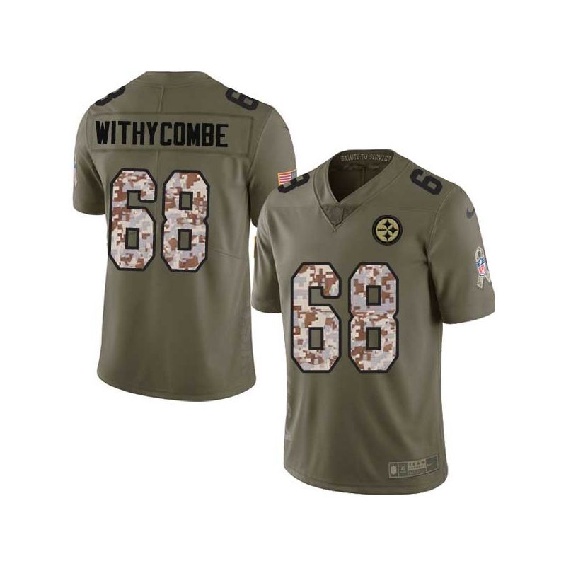 Cheap Mike Withycombe Steelers Jersey From China 2017 Olive Salute To Service Limited in Men Women Youth Size #68