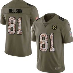 Cheap Darrell Nelson Steelers Jersey From China 2017 Olive Salute To Service Limited in Men Women Youth Size #81