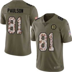 Cheap David Paulson Steelers Jersey From China 2017 Olive Salute To Service Limited in Men Women Youth Size #81