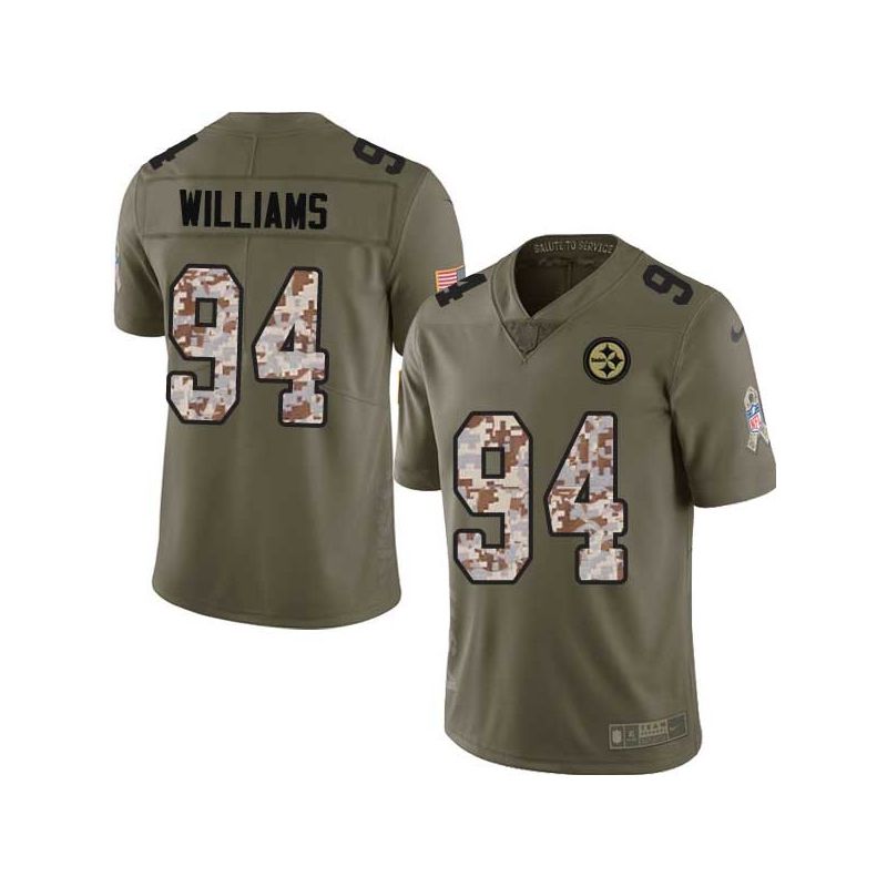 Cheap Bert Williams Steelers Jersey From China 2017 Olive Salute To Service Limited in Men Women Youth Size #94