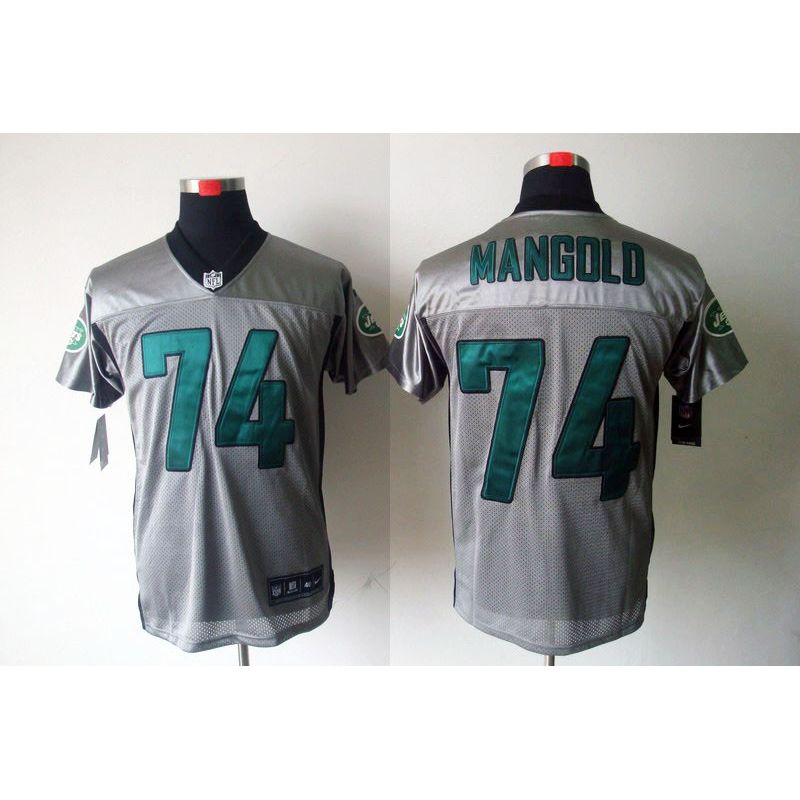 Cheap Nick Mangold Jets Jersey #74 Grey Shadow From China