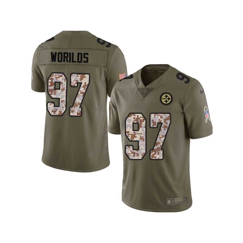 Cheap Jason Worilds Steelers Jersey From China 2017 Olive Salute To Service Limited in Men Women Youth Size #97