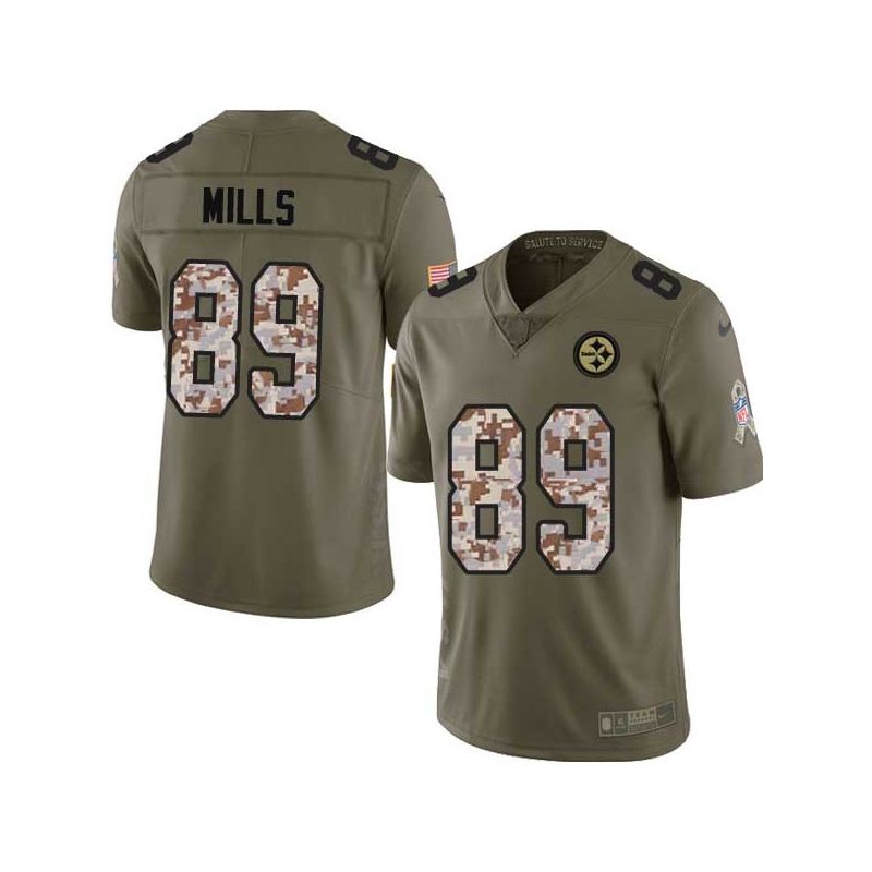 Cheap Ernie Mills Steelers Jersey From China 2017 Olive Salute To Service Limited in Men Women Youth Size #89