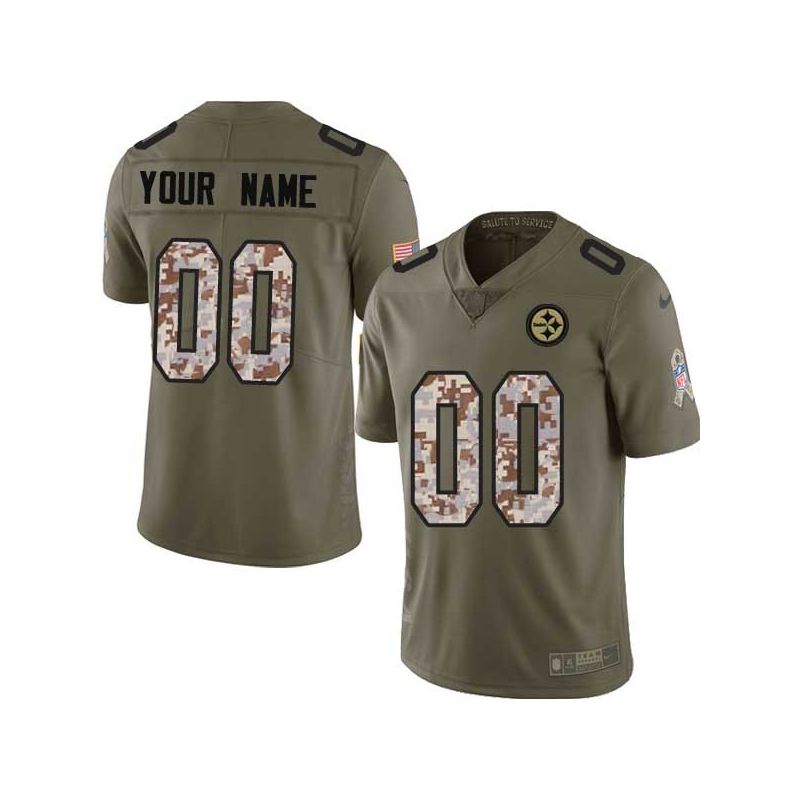 Cheap Steelers Jersey From China Custom 2017 Olive Salute To Service Limited in Men Women Youth Size