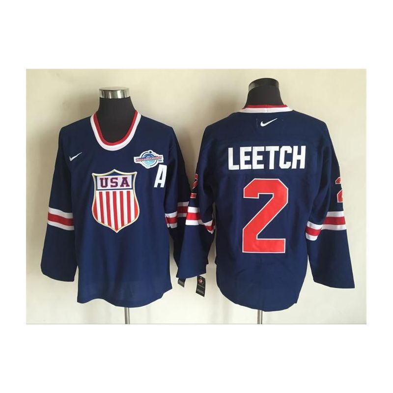 Cheap Brian Leetch Olympic USA Jersey From China Throwback #2