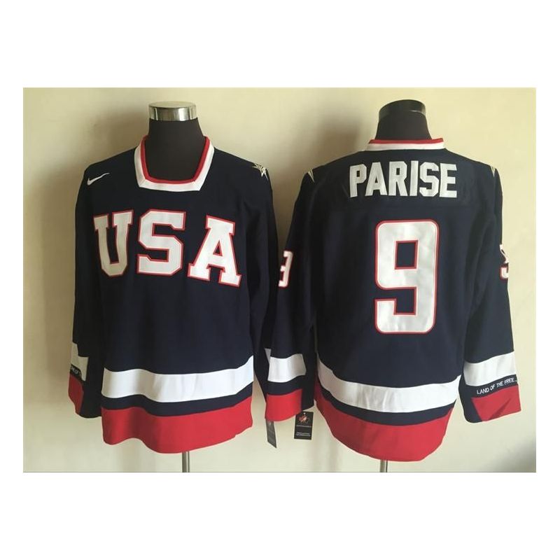 Cheap Zach Parise Olympic USA Jersey From China Throwback #9