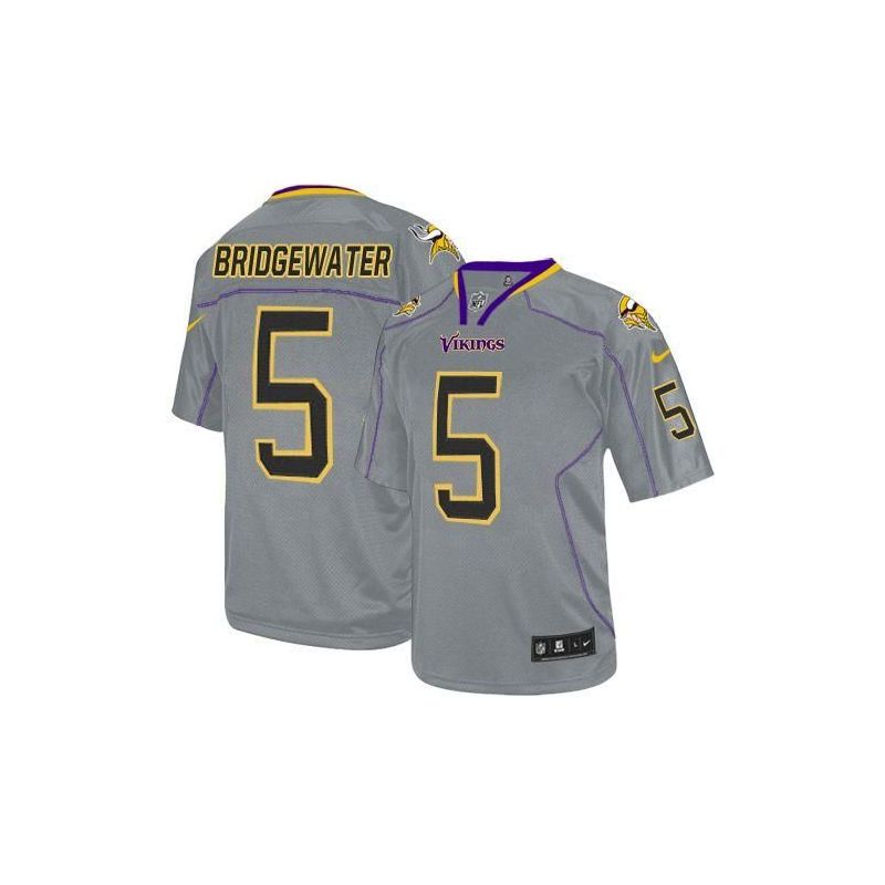 Cheap Teddy Bridgewater Vikings Youth Jersey From China #5 Grey Lights Out