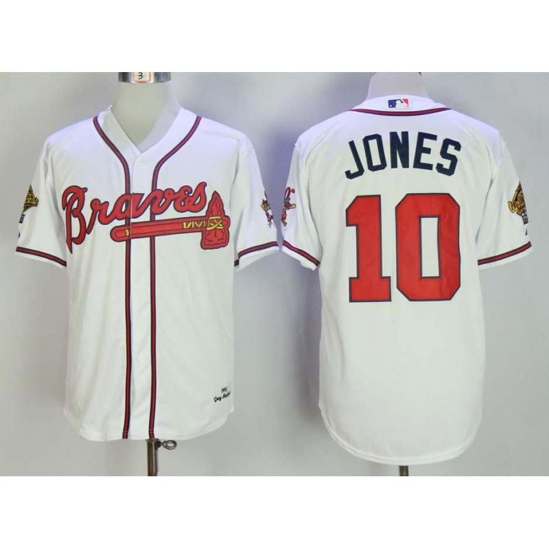 Cheap Chipper Jones Braves Jersey From China White 1995 throwback #10