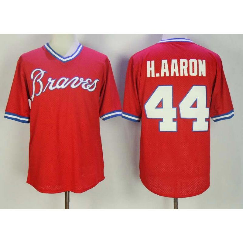 Cheap Hank Aaron Braves Jersey From China Red 1980 BP Throwback #44