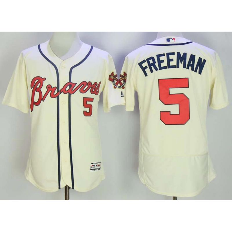 Cheap Freddie Freeman Braves Jersey From China Cream Flex Base #5