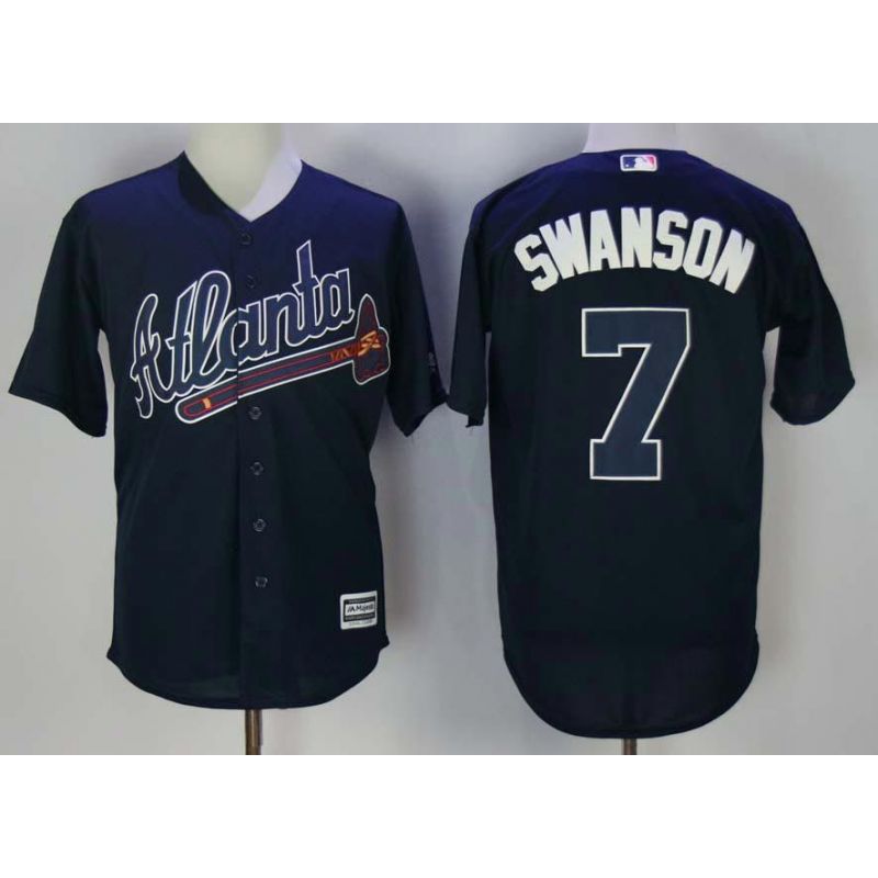 Cheap Dansby Swanson Braves Jersey From China Blue Cool Base #7