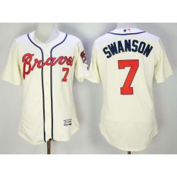 Cheap Dansby Swanson Braves Jersey From China Cream Flex Base #7