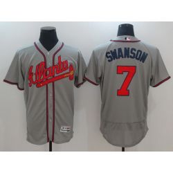 Cheap Dansby Swanson Braves Jersey From China Grey Flex Base #7