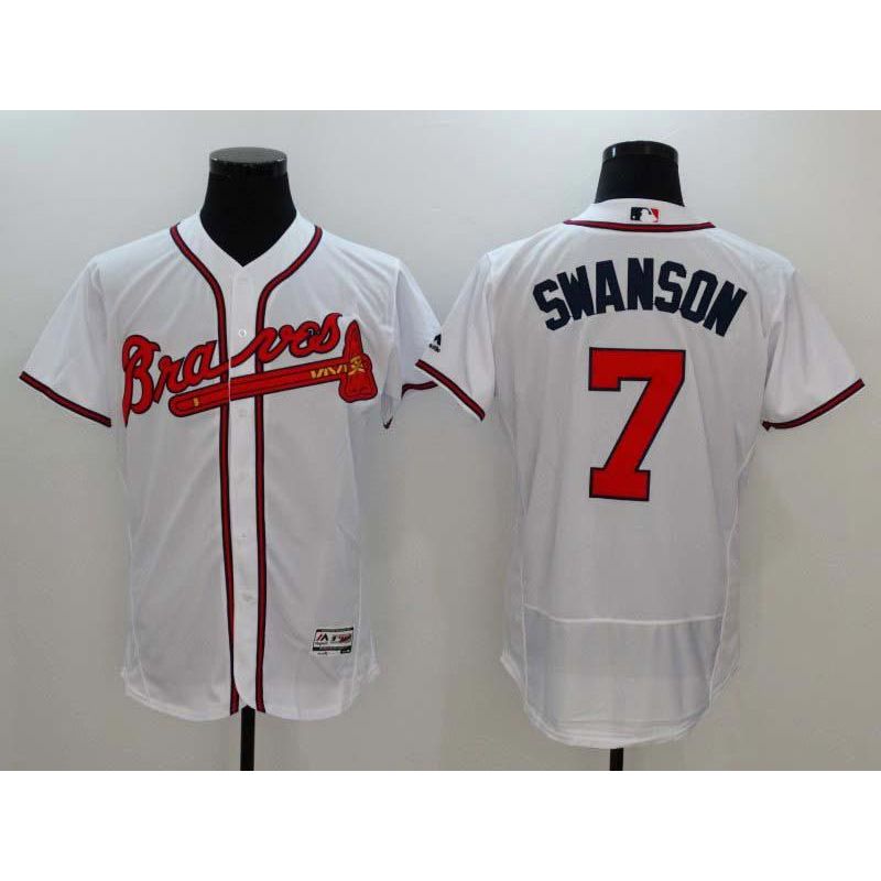 Cheap Dansby Swanson Braves Jersey From China White Flex Base #7