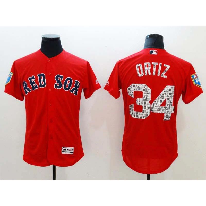 Cheap David Ortiz Red Sox Red Jersey From China Flex Base 2018 Spring Training #34