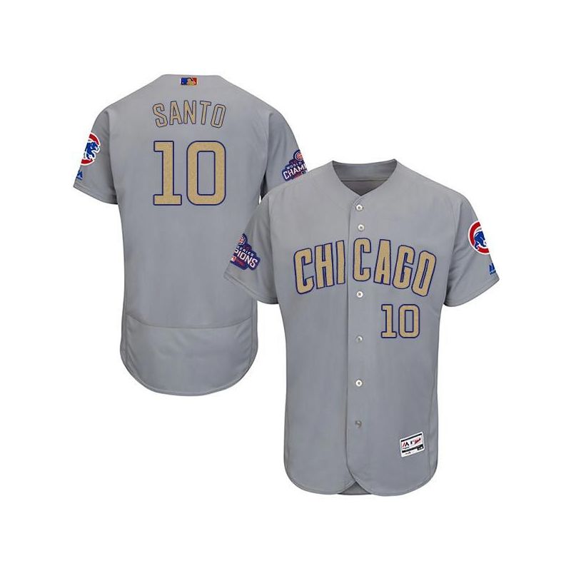 Cheap Ron Santo Cubs Jersey From China Grey Gold Program for World Series Champions Flex Base #10