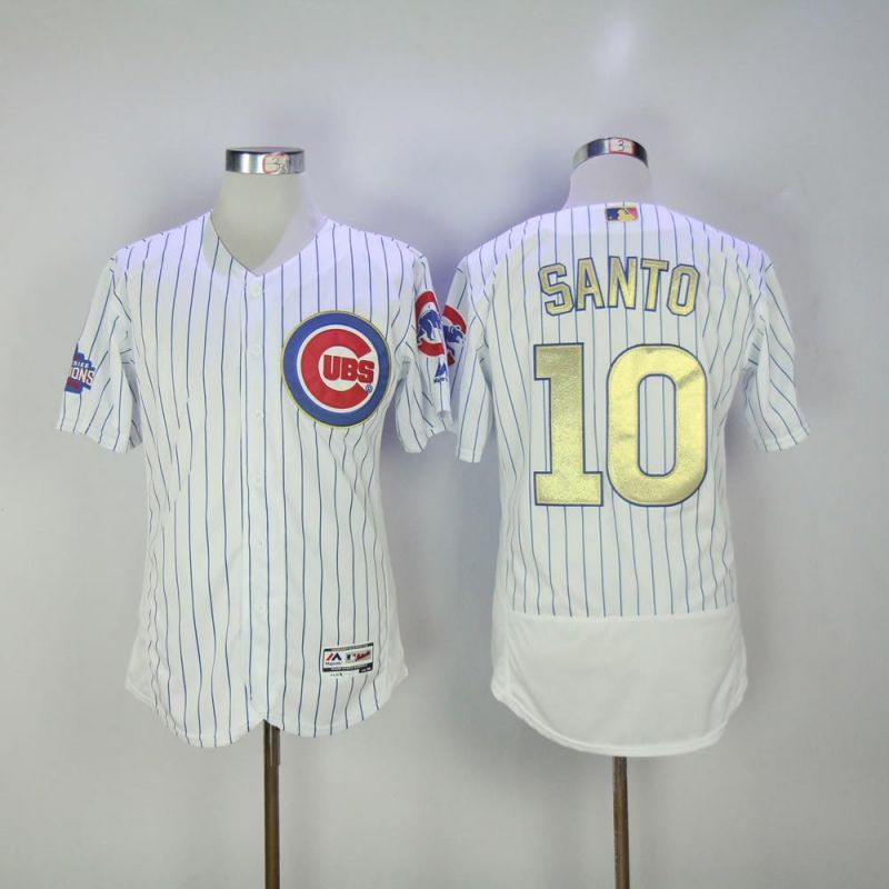 Cheap Ron Santo Cubs Jersey From China White Gold Program for World Series Champions Flex Base #10