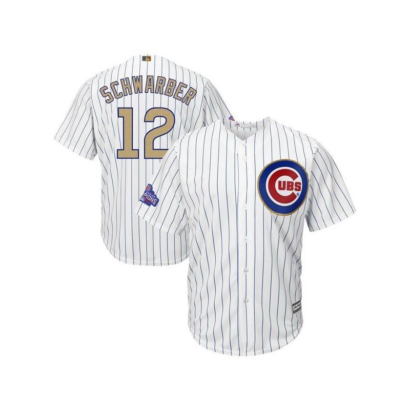 Cheap Kyle Schwarber Cubs Jersey From China White Gold Program for World Series Champions Cool Base #12