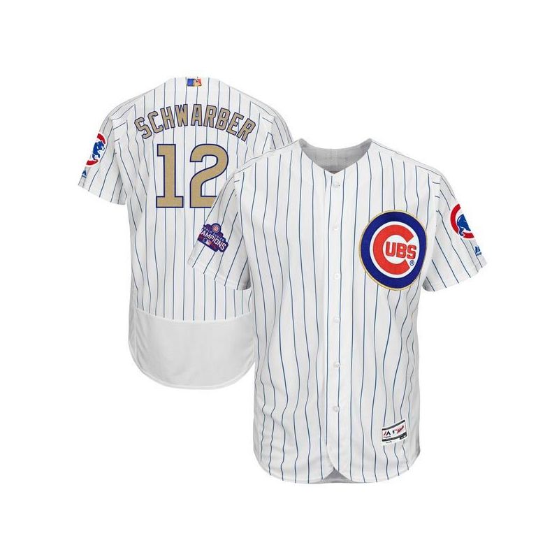 Cheap Kyle Schwarber Cubs Jersey From China White Gold Program for World Series Champions Flex Base #12