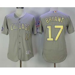 Cheap Kris Bryant Cubs Jersey From China Grey Gold Program for World Series Champions Flex Base #17