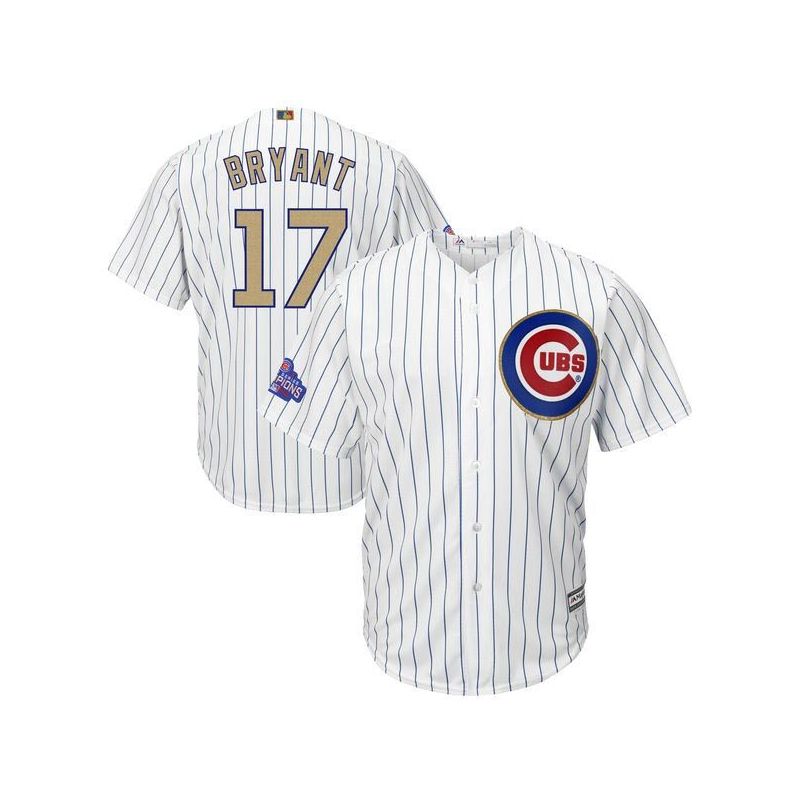 Cheap Kris Bryant Cubs Jersey From China White Gold Program for World Series Champions Cool Base #17