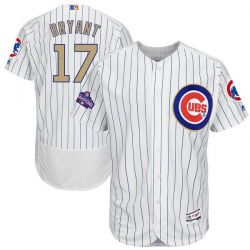 Cheap Kris Bryant Cubs Jersey From China White Gold Program for World Series Champions Flex Base #17