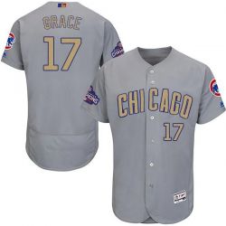 Cheap Mark Grace Cubs Jersey From China Gray Gold Program for World Series Champions Flex Base #17