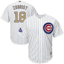 Cheap Ben Zobrist Cubs Jersey From China White Gold Program for World Series Champions Cool Base #18