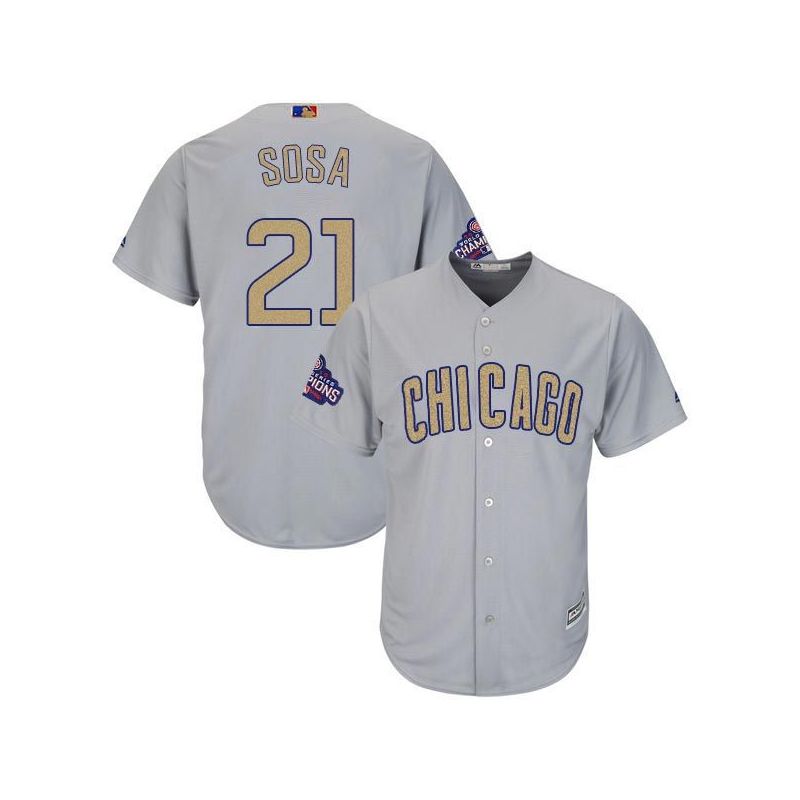 Cheap Sammy Sosa Cubs Jersey From China Grey Gold Program for World Series Champions Cool Base #21