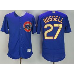 Cheap Addison Russell Cubs Jersey From China Blue Gold Program for World Series Champions Cool Base #27