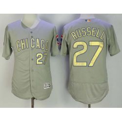 Cheap Addison Russell Cubs Jersey From China Grey Gold Program for World Series Champions Flex Base #27