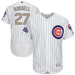 Cheap Addison Russell Cubs Jersey From China White Gold Program for World Series Champions Flex Base #27