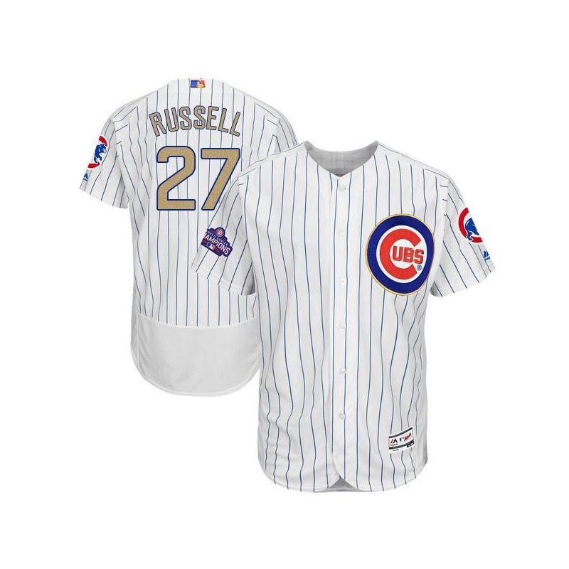 Cheap Addison Russell Cubs Jersey From China White Gold Program for World Series Champions Flex Base #27