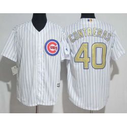 Cheap Willson Contreras Cubs Jersey From China White Gold Program for World Series Champions Cool Base #40