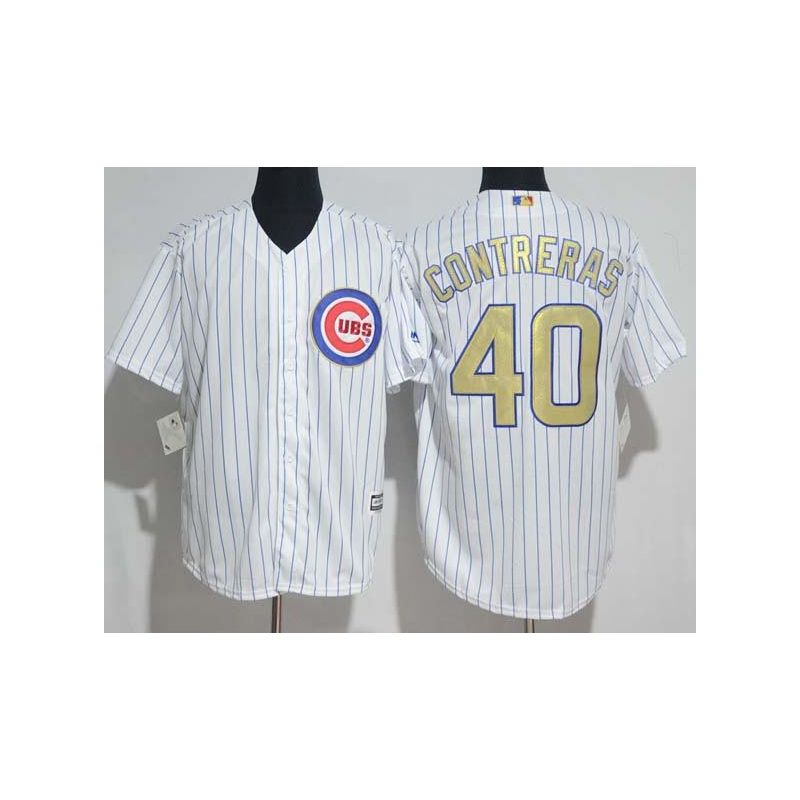 Cheap Willson Contreras Cubs Jersey From China White Gold Program for World Series Champions Cool Base #40