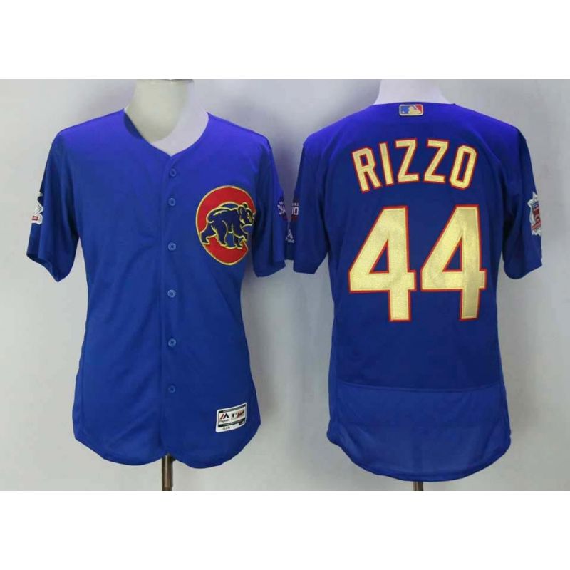 Cheap Anthony Rizzo Cubs Jersey From China Blue Gold Program for World Series Champions Flex Base #44