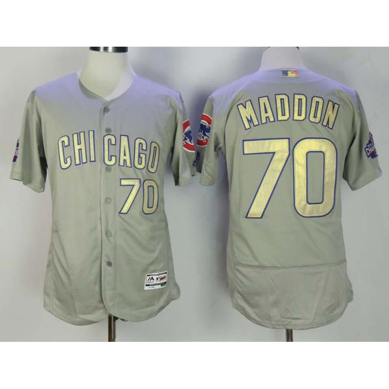 Cheap Joe Maddon Cubs Jersey From China Grey Gold Program for World Series Champions Flex Base #70