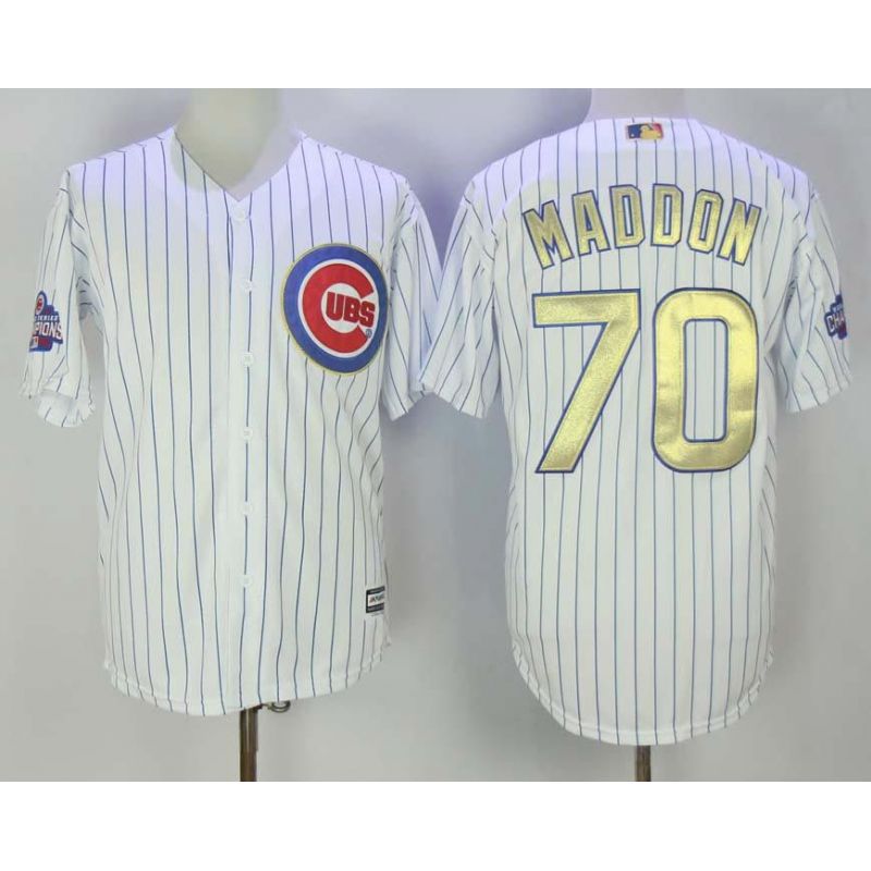 Cheap Joe Maddon Cubs Jersey From China White Gold Program for World Series Champions Cool Base #70