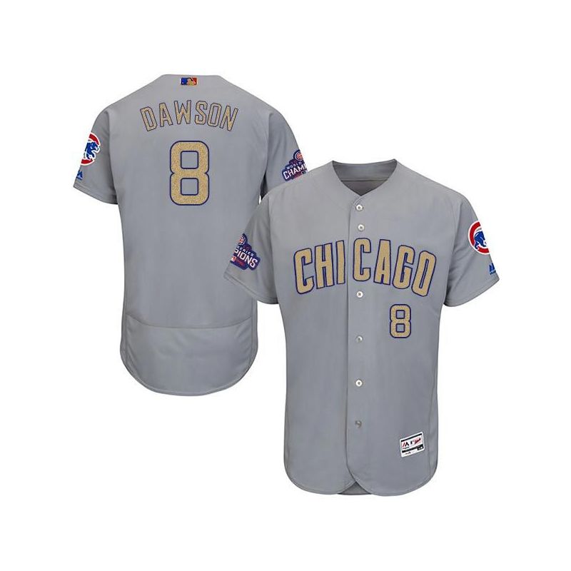 Cheap Andre Dawson Cubs Jersey From China Grey Gold Program for World Series Champions Flex Base #8