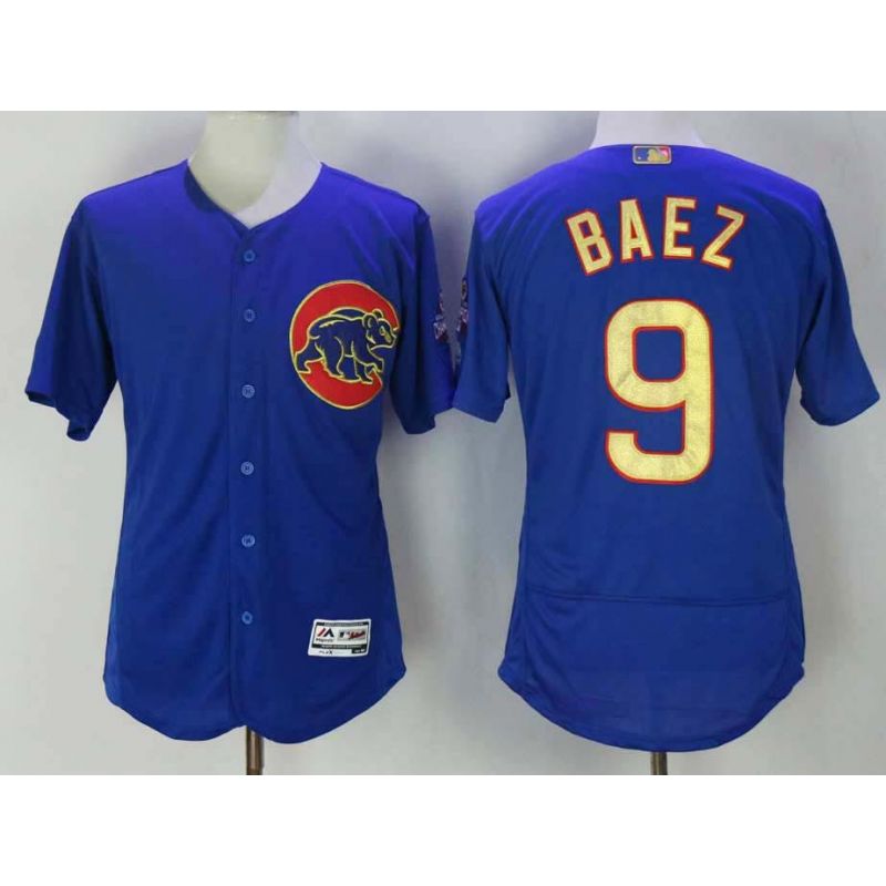 Cheap Javier Baez Cubs Jersey From China Blue Gold Program for World Series Champions Flex Base #9