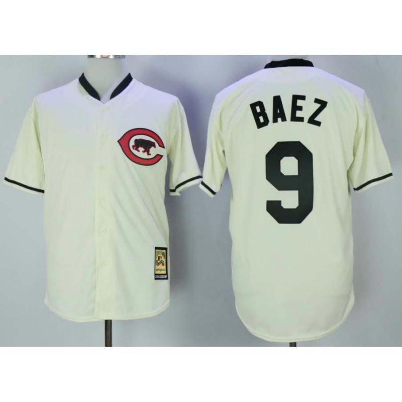 Cheap Javier Baez Cubs Jersey From China Cream throwbak #9