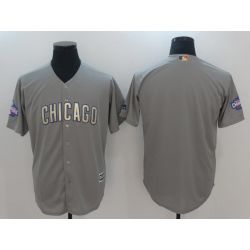 Cheap Chicago Cubs Jersey From China Blank Grey Gold Program for World Series Champions Cool Base