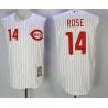 Cheap Pete Rose Reds Jersey From China White throwback no sleeves #14