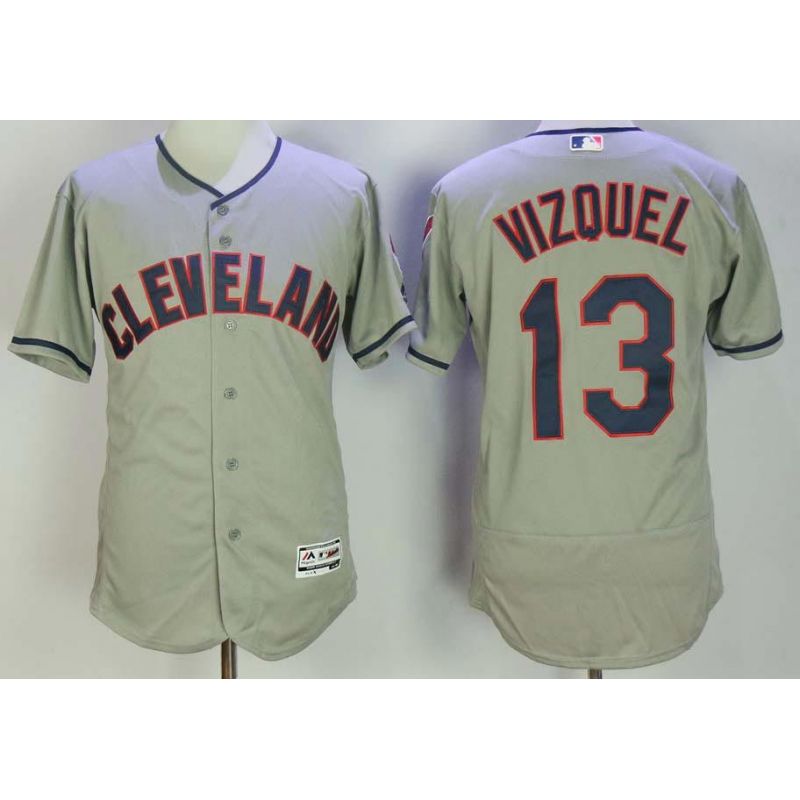 Cheap Omar Vizquel Indians Jersey From China Gray Flex Base #13